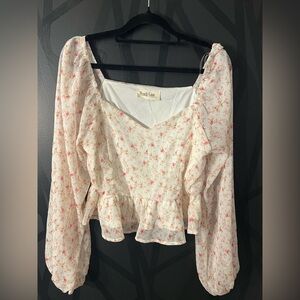 Peach Love California Pink Floral Blouse
